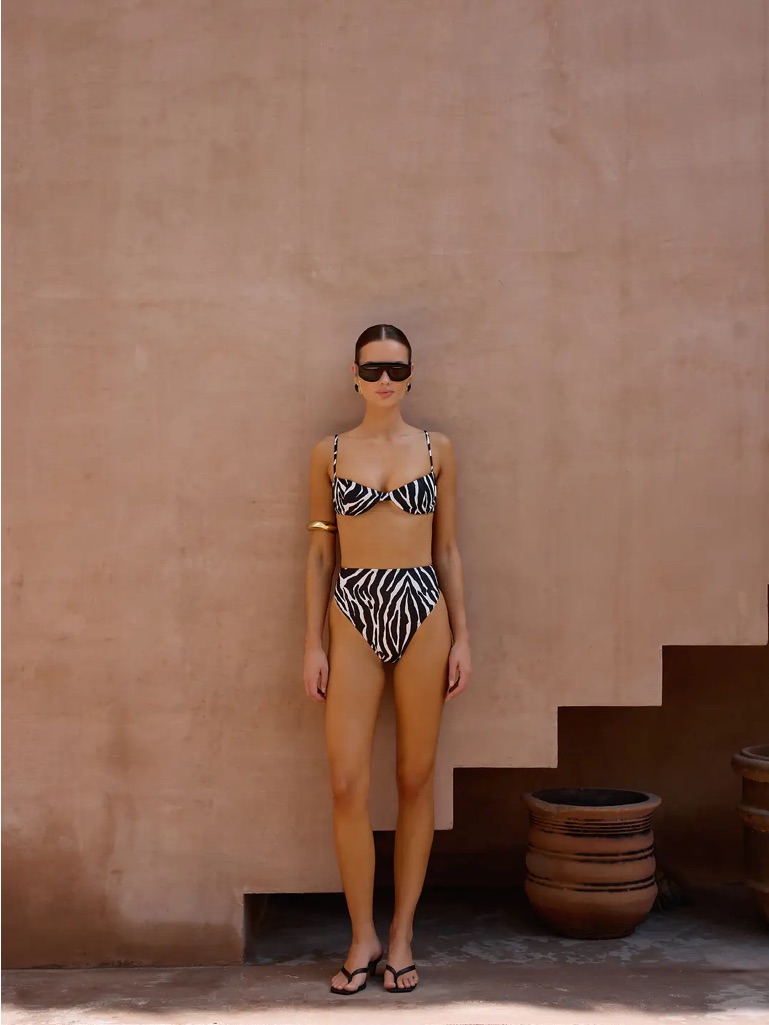 Same La Zebra High Rise Bikini Bottom L Nwt Chic High Cut Swim